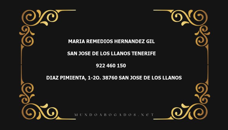 abogado Maria Remedios Hernandez Gil en la localidad de San Jose de Los Llanos