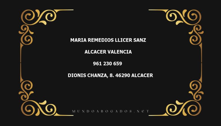 abogado Maria Remedios Llicer Sanz en la localidad de Alcacer