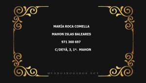 abogado María Roca Comella en la localidad de Mahon