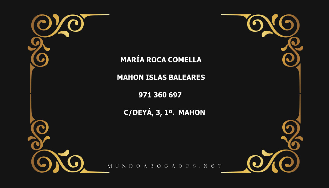 abogado María Roca Comella en la localidad de Mahon