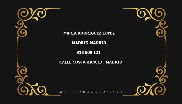 abogado Maria Rodriguez Lopez en la localidad de Madrid