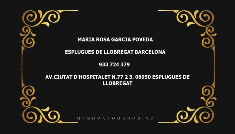 abogado Maria Rosa Garcia Poveda en la localidad de Esplugues de Llobregat