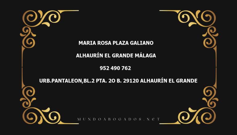 abogado Maria Rosa Plaza Galiano en la localidad de Alhaurín el Grande