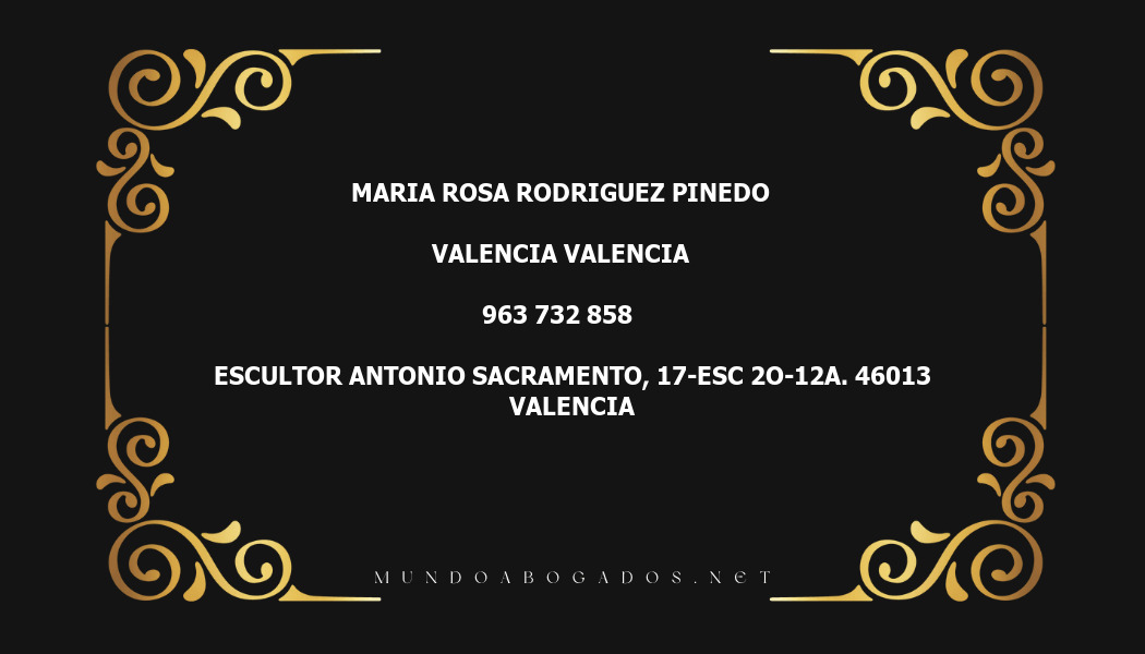 abogado Maria Rosa Rodriguez Pinedo en la localidad de Valencia