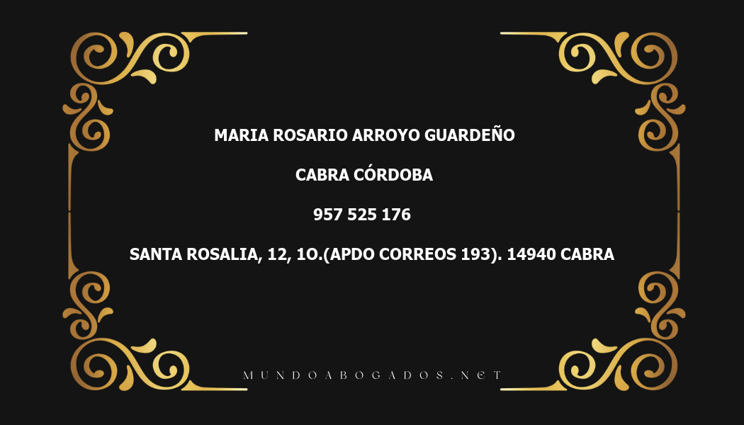 abogado Maria Rosario Arroyo Guardeño en la localidad de Cabra