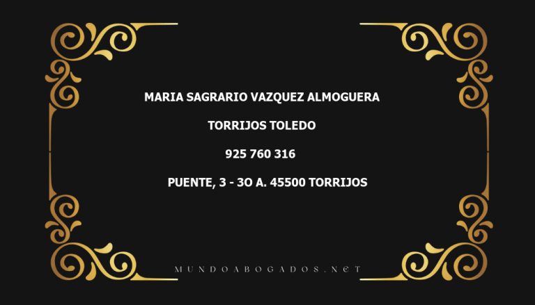 abogado Maria Sagrario Vazquez Almoguera en la localidad de Torrijos