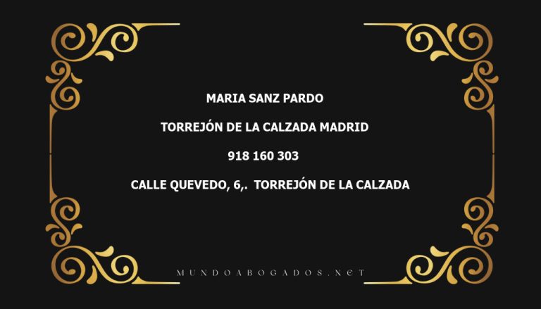 abogado Maria Sanz Pardo en la localidad de Torrejón de la Calzada