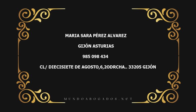 abogado Maria Sara Pérez Alvarez en la localidad de Gijón