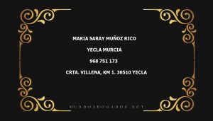 abogado Maria Saray Muñoz Rico en la localidad de Yecla