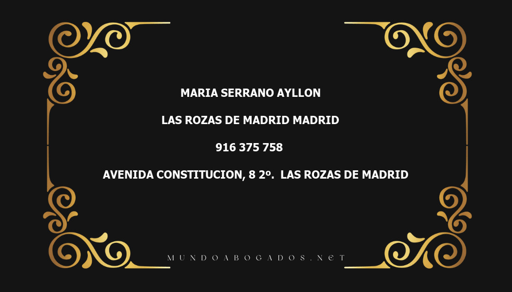 abogado Maria Serrano Ayllon en la localidad de Las Rozas de Madrid