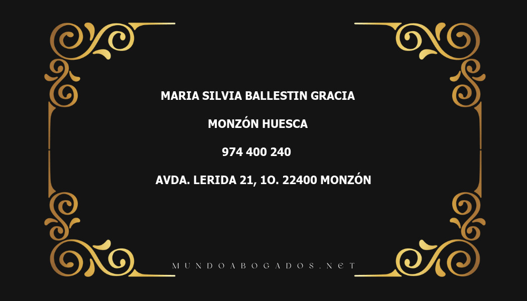 abogado Maria Silvia Ballestin Gracia en la localidad de Monzón