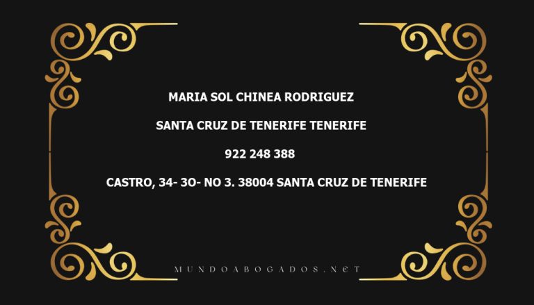 abogado Maria Sol Chinea Rodriguez en la localidad de Santa Cruz de Tenerife