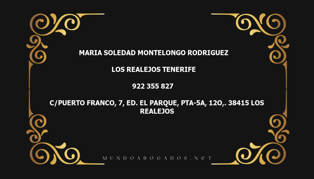 abogado Maria Soledad Montelongo Rodriguez en la localidad de Los Realejos