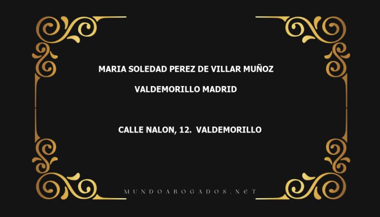 abogado Maria Soledad Perez De Villar Muñoz en la localidad de Valdemorillo