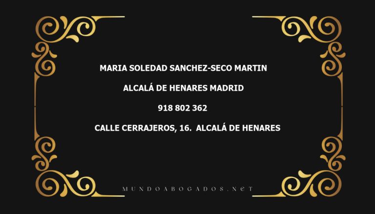 abogado Maria Soledad Sanchez-Seco Martin en la localidad de Alcalá de Henares