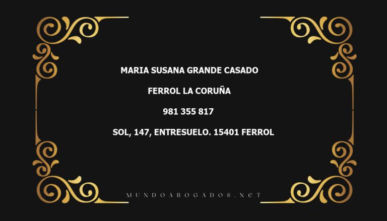 abogado Maria Susana Grande Casado en la localidad de Ferrol