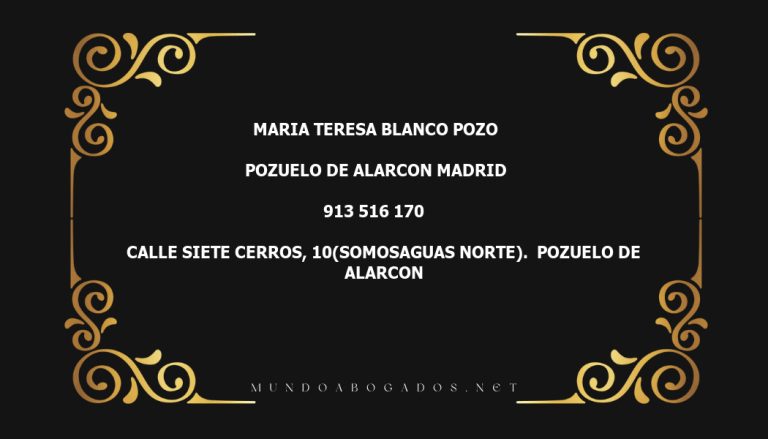 abogado Maria Teresa Blanco Pozo en la localidad de Pozuelo de Alarcon