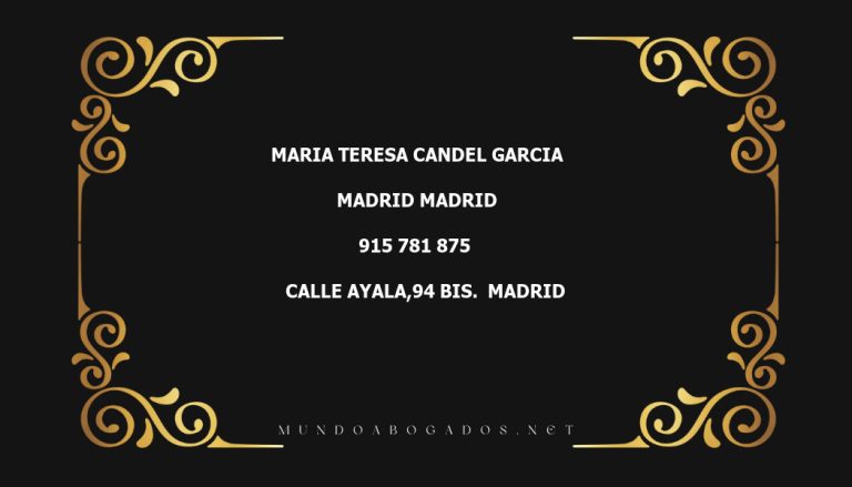 abogado Maria Teresa Candel Garcia en la localidad de Madrid