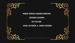 abogado Maria Teresa Casares Sanchez en la localidad de Cáceres