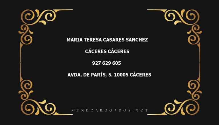 abogado Maria Teresa Casares Sanchez en la localidad de Cáceres