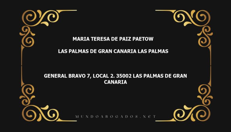 abogado Maria Teresa De Paiz Paetow en la localidad de Las Palmas de Gran Canaria