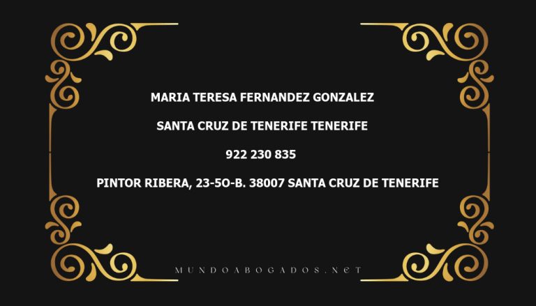 abogado Maria Teresa Fernandez Gonzalez en la localidad de Santa Cruz de Tenerife