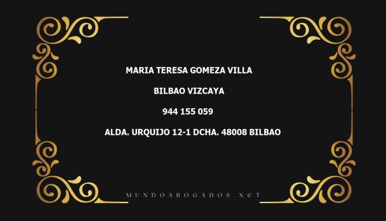 abogado Maria Teresa Gomeza Villa en la localidad de Bilbao