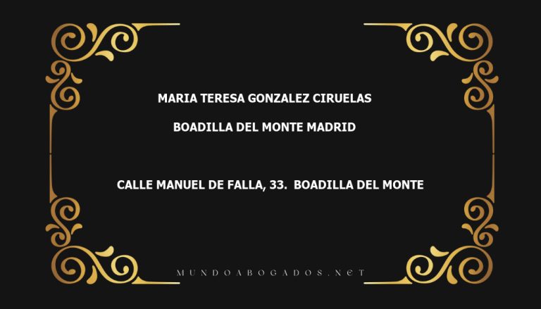 abogado Maria Teresa Gonzalez Ciruelas en la localidad de Boadilla del Monte