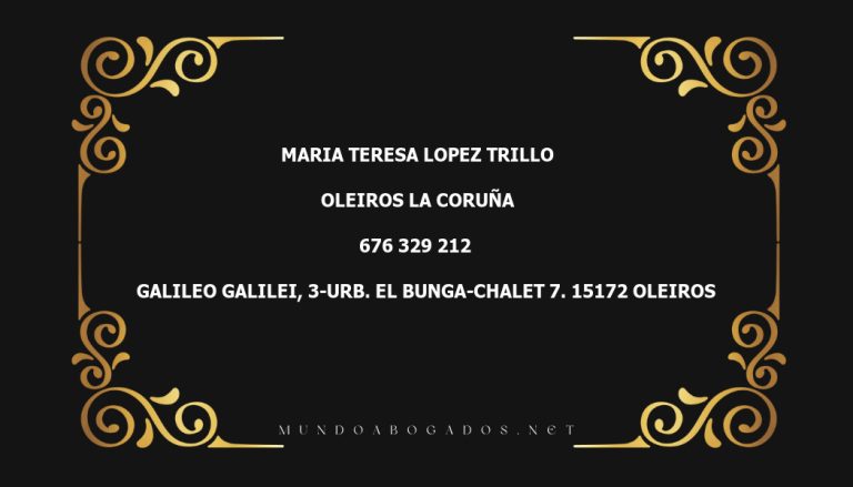 abogado Maria Teresa Lopez Trillo en la localidad de Oleiros