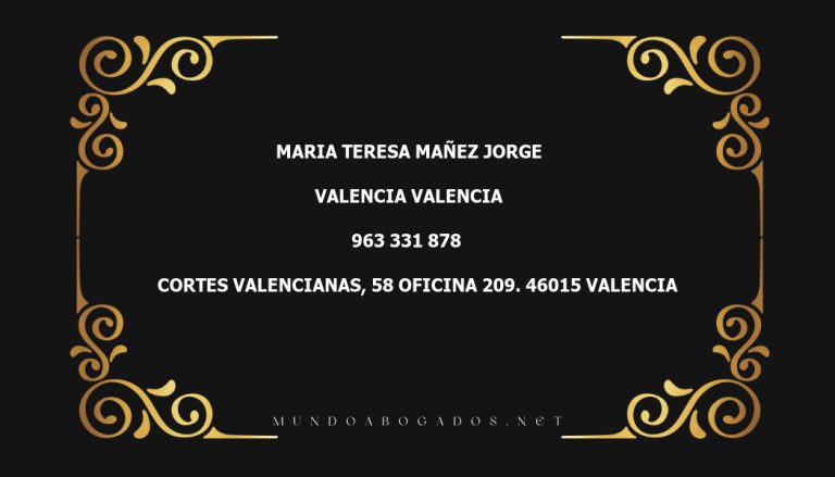 abogado Maria Teresa Mañez Jorge en la localidad de Valencia