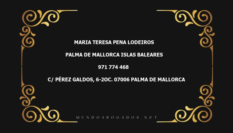 abogado Maria Teresa Pena Lodeiros en la localidad de Palma de Mallorca