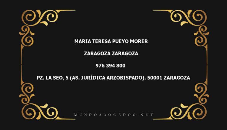 abogado Maria Teresa Pueyo Morer en la localidad de Zaragoza