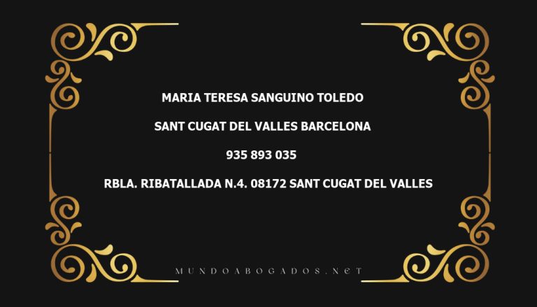 abogado Maria Teresa Sanguino Toledo en la localidad de Sant Cugat del Valles