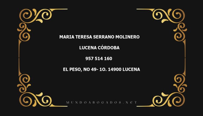 abogado Maria Teresa Serrano Molinero en la localidad de Lucena