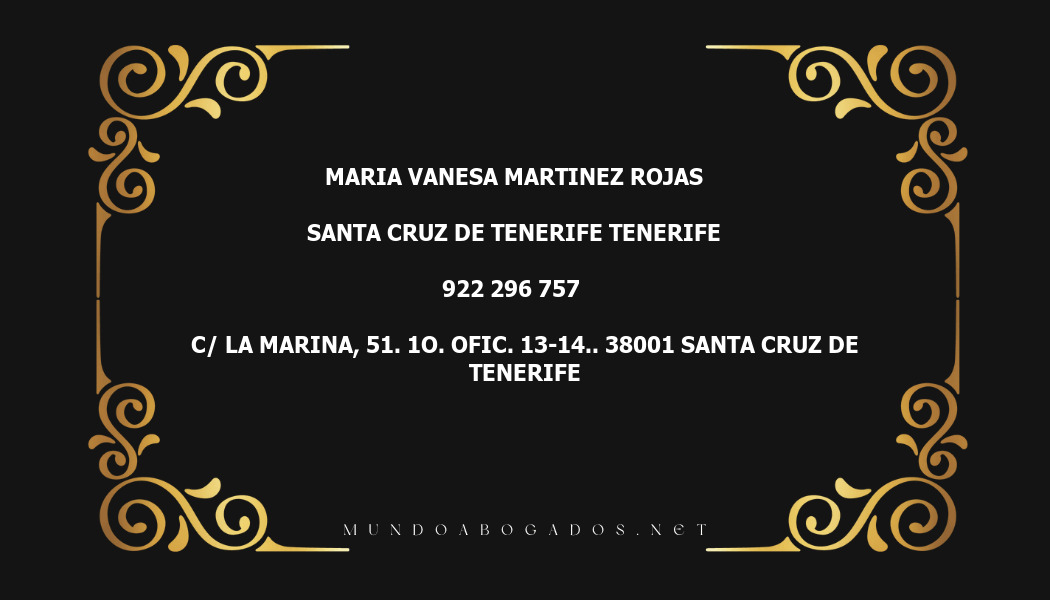 abogado Maria Vanesa Martinez Rojas en la localidad de Santa Cruz de Tenerife