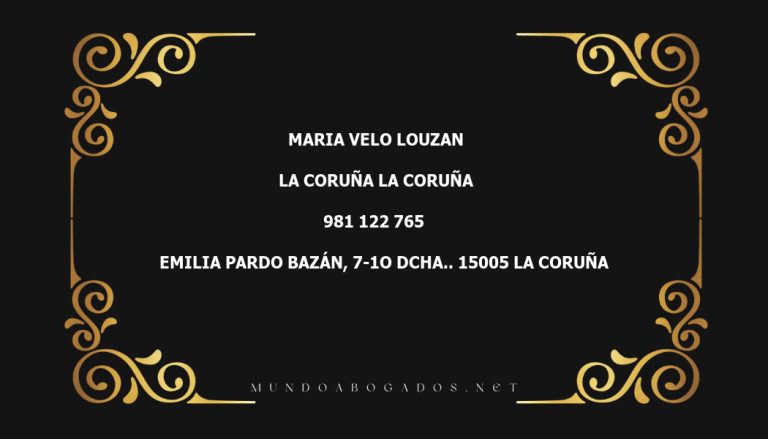 abogado Maria Velo Louzan en la localidad de La Coruña