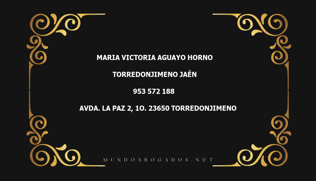 abogado Maria Victoria Aguayo Horno en la localidad de Torredonjimeno