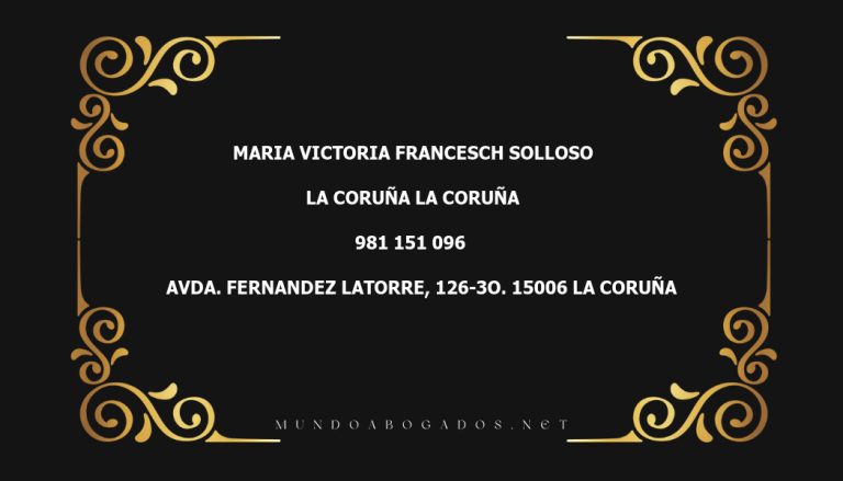 abogado Maria Victoria Francesch Solloso en la localidad de La Coruña