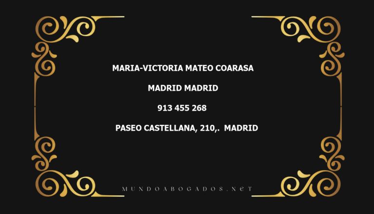 abogado Maria-Victoria Mateo Coarasa en la localidad de Madrid