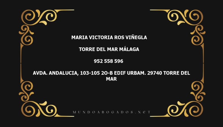 abogado Maria Victoria Ros Viñegla en la localidad de Torre del Mar