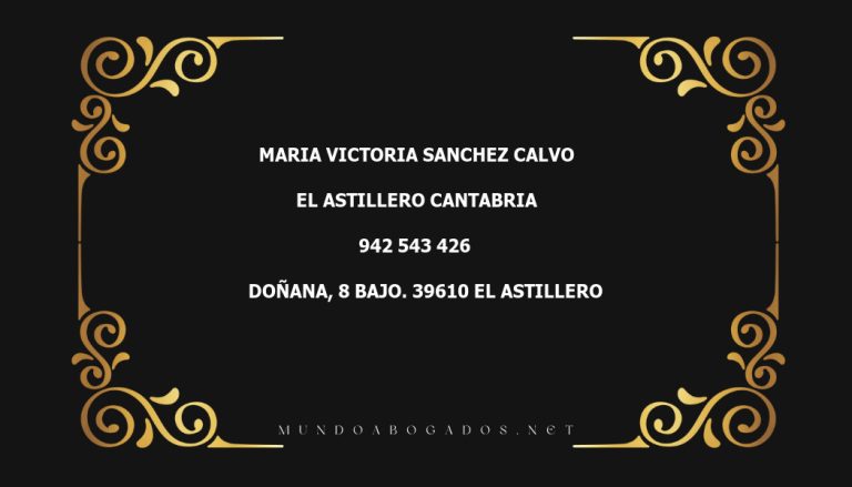 abogado Maria Victoria Sanchez Calvo en la localidad de El Astillero