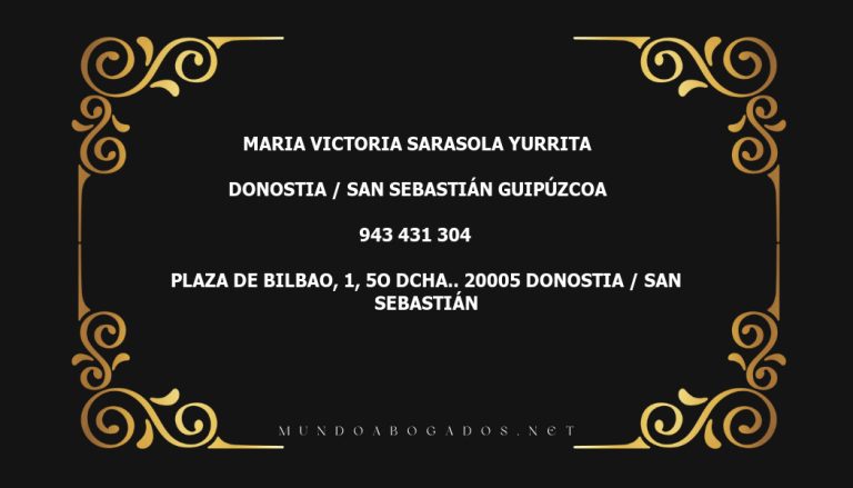 abogado Maria Victoria Sarasola Yurrita en la localidad de Donostia / San Sebastián