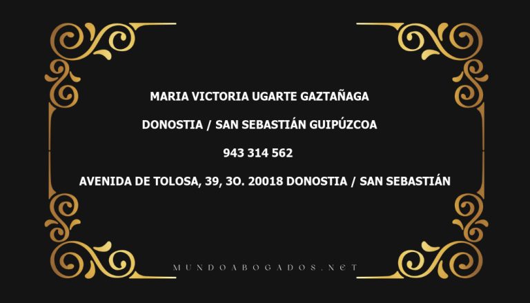 abogado Maria Victoria Ugarte Gaztañaga en la localidad de Donostia / San Sebastián