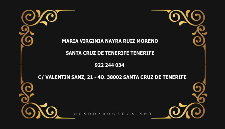 abogado Maria Virginia Nayra Ruiz Moreno en la localidad de Santa Cruz de Tenerife