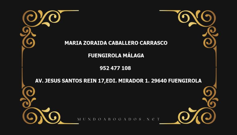 abogado Maria Zoraida Caballero Carrasco en la localidad de Fuengirola