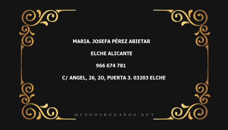 abogado Maria. Josefa Pérez Abietar en la localidad de Elche