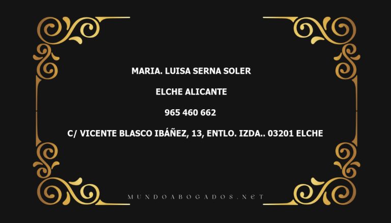 abogado Maria. Luisa Serna Soler en la localidad de Elche