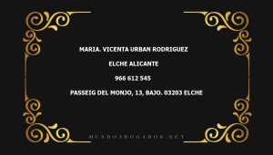 abogado Maria. Vicenta Urban Rodriguez en la localidad de Elche