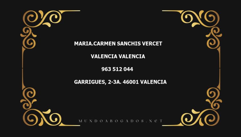 abogado Maria.Carmen Sanchis Vercet en la localidad de Valencia