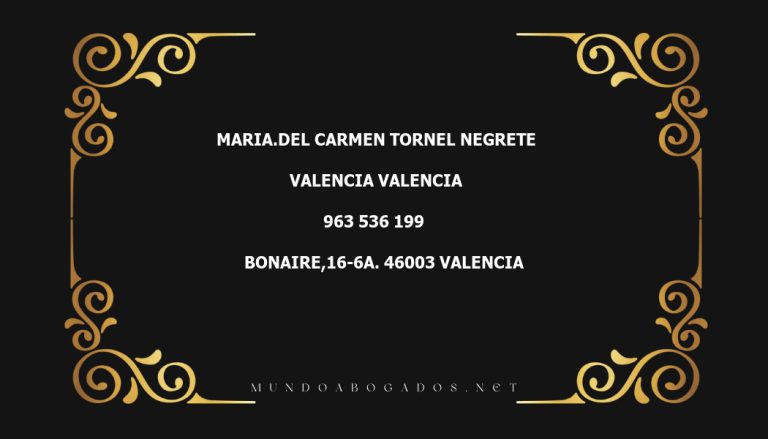 abogado Maria.Del Carmen Tornel Negrete en la localidad de Valencia